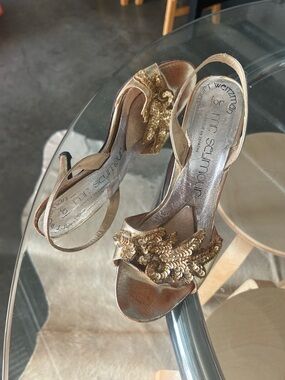 Stuart Weitzman Gold Sequin Slingback Heels